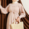 Gathered Hem Edge Midi Dress Stone - Image 2