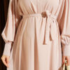 Gathered Hem Edge Midi Dress Stone - Image 4