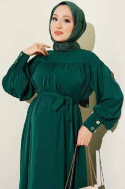 Alternative view of Gathered Hem Edge Midi Dress Emerald