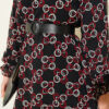 Gathered Hem Edge Patterned Chiffon Dress Burgundy - Image 4