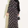 Gathered Hem Edge Patterned Chiffon Dress Rose Dust - الصورة 3