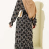 Gathered Hem Edge Patterned Chiffon Dress Mink - Image 3