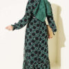 Gathered Hem Edge Patterned Chiffon Dress Green – Bild 3