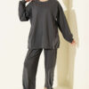 Hemmed edge detail French terry two-piece set Smoke – Image 2