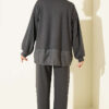 Hemmed edge detail French terry two-piece set Smoke – Image 3