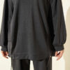 Hemmed edge detail French terry two-piece set Smoke – Image 4