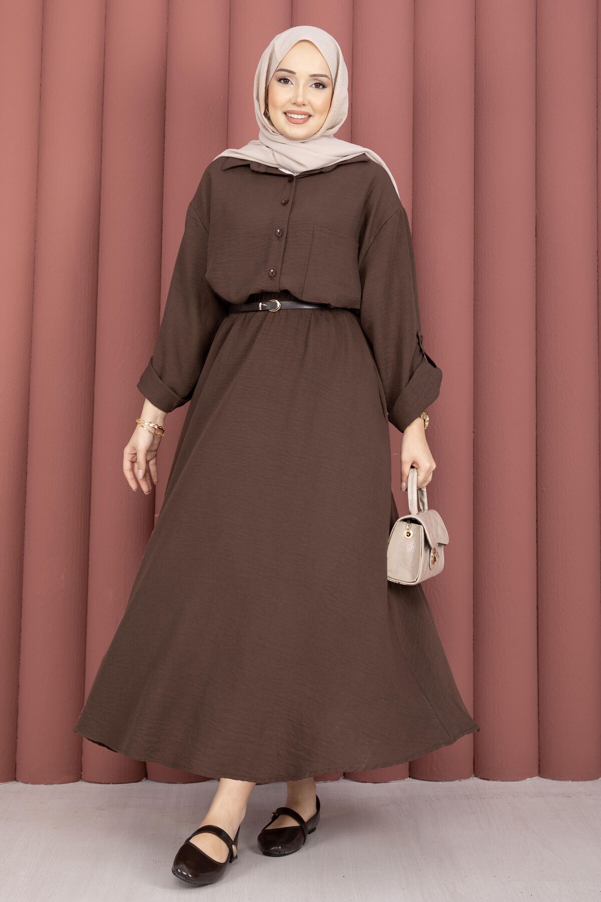 Two-Piece Set with Hem Edge Brown - Afbeelding 3