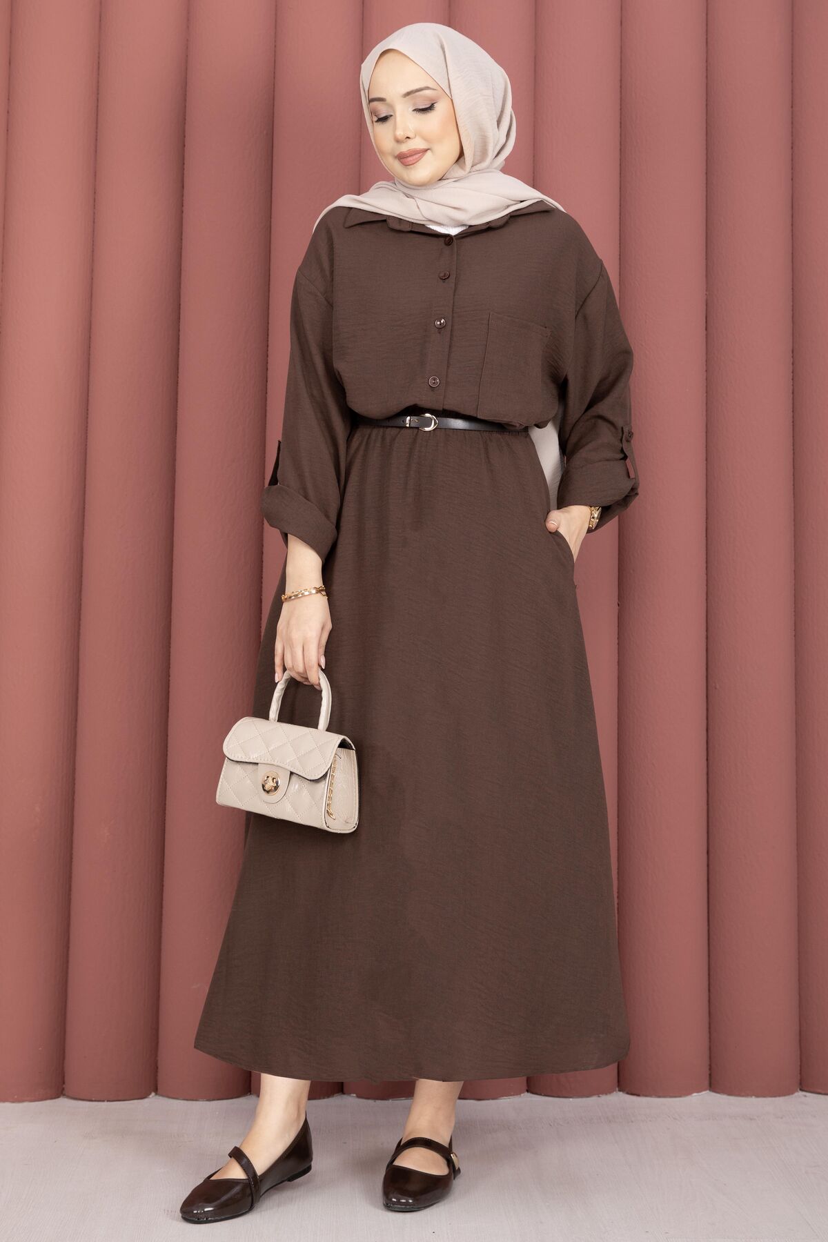 Two-Piece Set with Hem Edge Brown - Afbeelding 4