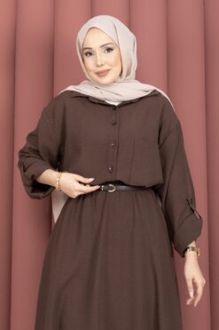 Alternative view of Two-Piece Set with Hem Edge Brown
