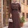 Two-Piece Set with Hem Edge Brown