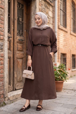 Two-Piece Set with Hem Edge Brown