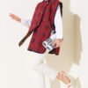 Ethnic Pattern Button-Closure Sweater Burgundy - الصورة 2