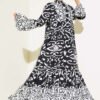 Ethnic Pattern Buttoned Loose Dress White