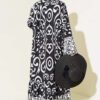 ⁦Ethnic Pattern Buttoned Loose Dress White⁩ - الصورة ⁦3⁩