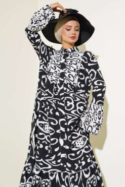 Alternative view of Ethnic Pattern Buttoned Loose Dress White