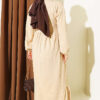 Ethnic Pattern Embroidered Knit Dress Beige - immagine 3