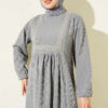 Ethnic Pattern Embroidered Knit Dress Grey - immagine 2