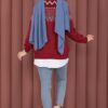Oversized Knit Sweater with Ethnic Pattern Red - immagine 5