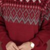 Oversized Knit Sweater with Ethnic Pattern Red - immagine 4