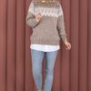 Oversized Knit Sweater with Ethnic Pattern Mink – Image 3