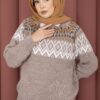 Oversized Knit Sweater with Ethnic Pattern Mink – Image 2