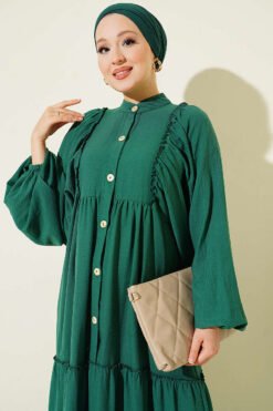 Alternative view of Button-Up Tiered Dress Green
