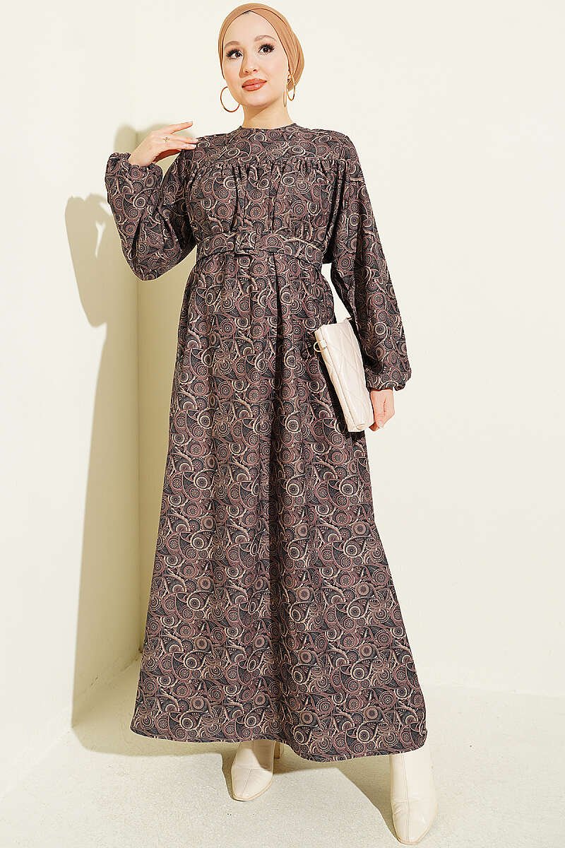 Authentic Patterned Yoke Dress Powder Pink