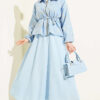 Zippered Floral Skirt Set Baby Blue