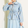 Zippered Floral Skirt Set Baby Blue – Image 2