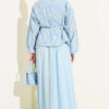 Zippered Floral Skirt Set Baby Blue – Image 3