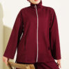 Zip-up Jogger Pants and Top Two-Piece Set Burgundy - Image 2