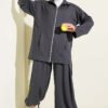 Zip-up Jogger Pants and Top Two-Piece Set Smoke