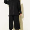 Zip-up Jogger Pants and Top Two-Piece Set Black