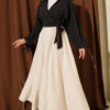 Zippered Tencel Flared Skirt Beige – Image 2