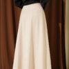 Zippered Tencel Flared Skirt Beige – Image 3