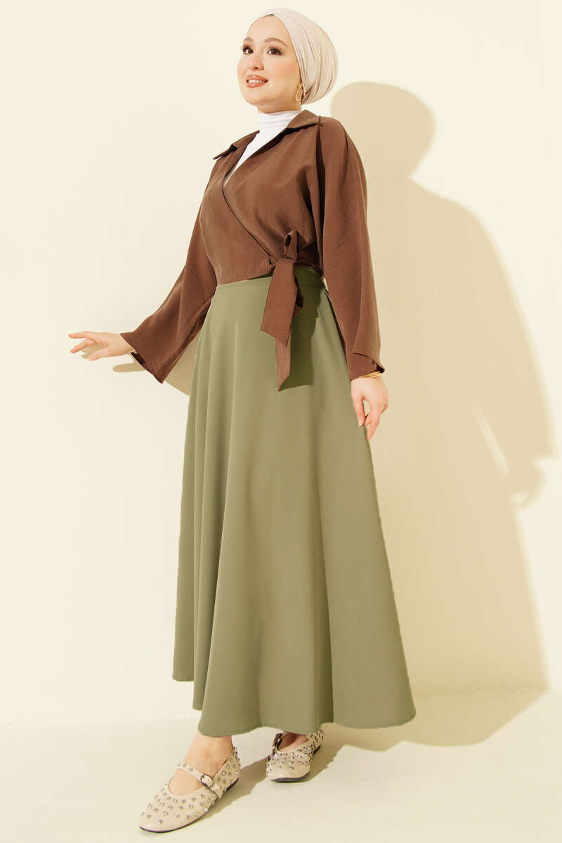 Zippered Tencel Flared Skirt Hazel - الصورة 2