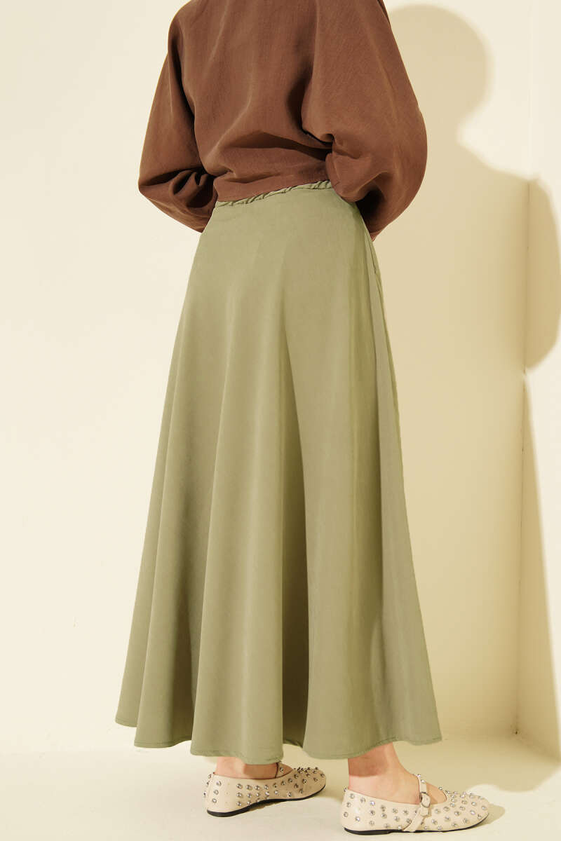 Zippered Tencel Flared Skirt Hazel - الصورة 3
