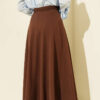 Zippered Tencel Flared Skirt Brown – Image 3