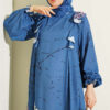 Ruffled Detail Floral Print Dress Blue - الصورة 2