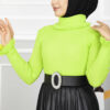 Ruffled Detail Knit Sweater Green