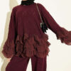 Ruffled Trim French Terry Two-Piece Set Plum – Bild 2