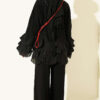 Ruffled Trim French Terry Two-Piece Set Black - Afbeelding 3