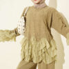 Ruffled Trim French Terry Two-Piece Set Oil Green - Imagen 2