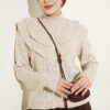 Ruffled Collar Buttoned Knit Cardigan Beige