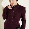 Ruffled Collar Buttoned Knit Cardigan Plum