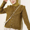 Ruffled Collar Buttoned Knit Cardigan Oil Green