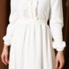 Ruffled Zigzag Patterned Dress Ecru - immagine 4