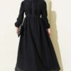 Ruffled Zigzag Patterned Dress Black