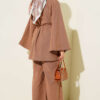 Linen Two-Piece Set with Fisto Detail and Wide Sleeves Latte – Bild 3