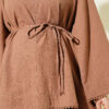 Linen Two-Piece Set with Fisto Detail and Wide Sleeves Latte – Bild 4